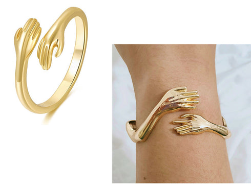 Goth Hand Hug Bracelet For Women Men Cuff Bangle Adjustable Lover Couple Bracelets - ROUTINE FASHION
